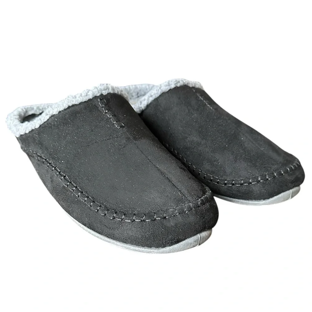Deer Stags Men’s Nordic Faux Fur Flannel Slipper Indoor/Outdoor Sole Gray Sz 15